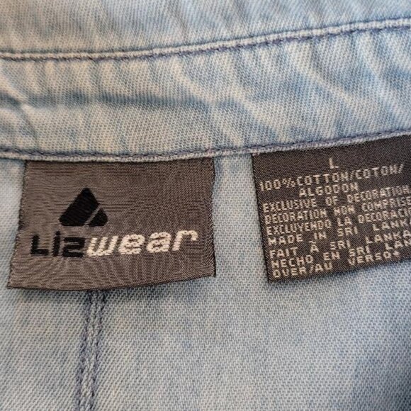 Vintage Lizwear Light Denim Shirt with Rhinestones Size L - Picture 3 of 6